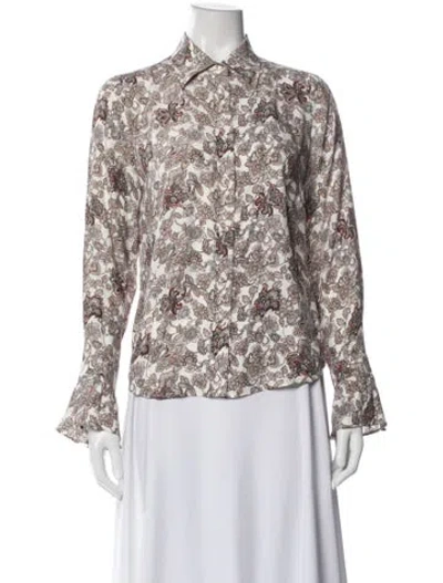 Pre-owned Frame Silk Paisley Print Blouse In Neutral