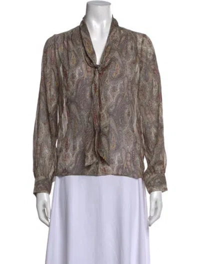 Pre-owned Frame Silk Paisley Print Blouse In Neutrals