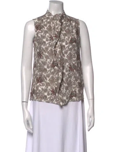 Pre-owned Frame Silk Paisley Print Blouse In Neutrals