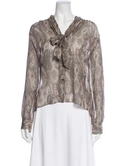 Pre-owned Frame Silk Paisley Print Blouse W/ Tags In Multi