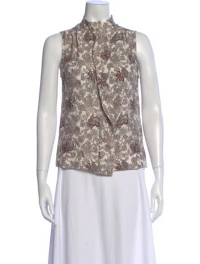 Pre-owned Frame Silk Paisley Print Top In White