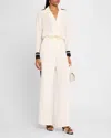 Frame Silk Pajama Pants In Alabaster
