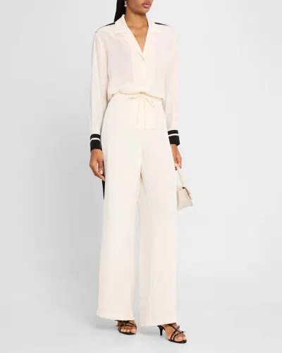 Frame Silk Pajama Pants In Alabaster