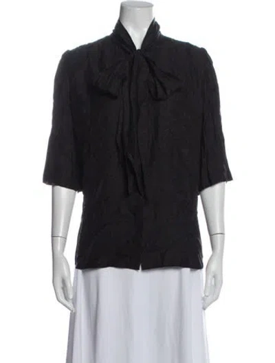 Pre-owned Frame Silk Patterned Blouse In Black
