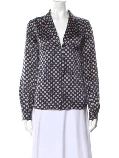 Pre-owned Frame Silk Patterned Blouse In Blue