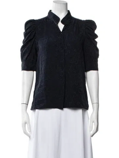 Pre-owned Frame Silk Patterned Blouse In Blue