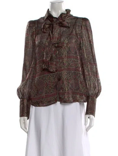 Pre-owned Frame Silk Patterned Blouse In Brown