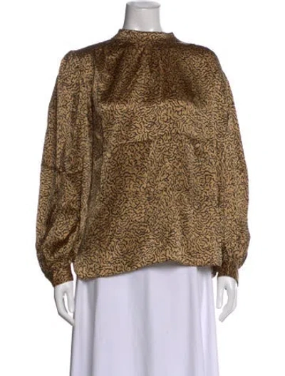 Pre-owned Frame Silk Patterned Blouse W/ Tags In Neutral