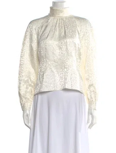 Pre-owned Frame Silk Patterned Blouse In White