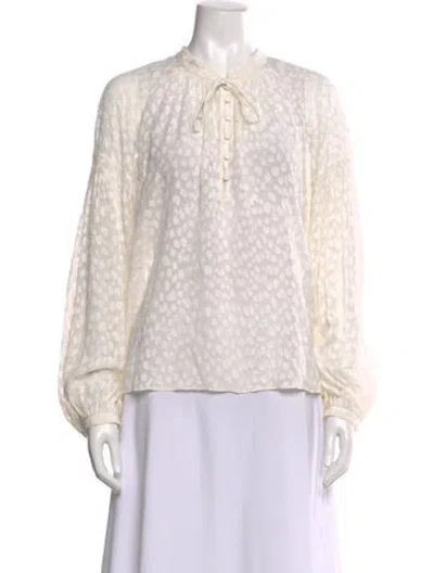 Pre-owned Frame Silk Patterned Blouse In White