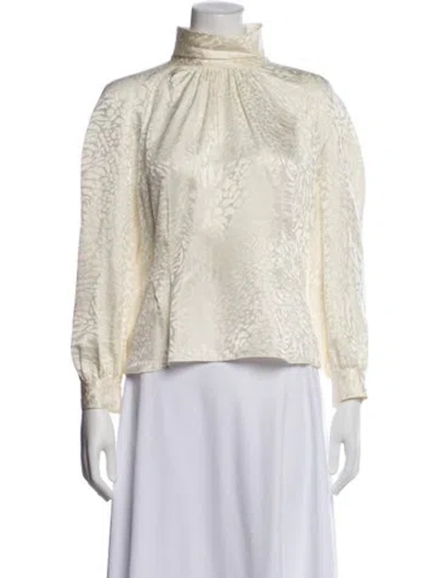 Pre-owned Frame Silk Patterned Blouse In White