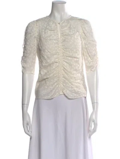 Pre-owned Frame Silk Patterned Blouse In White