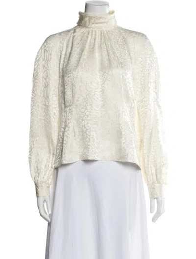 Pre-owned Frame Silk Patterned Blouse In White