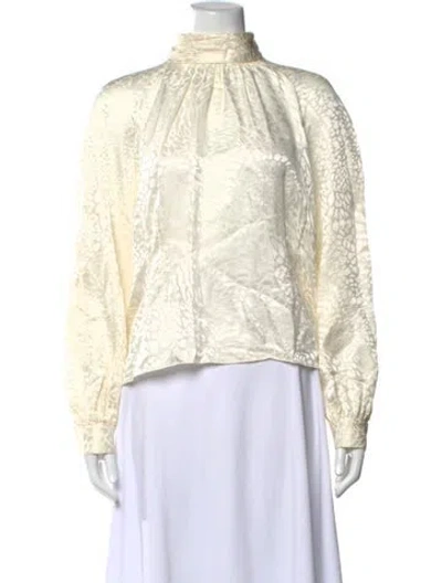 Pre-owned Frame Silk Patterned Blouse In White