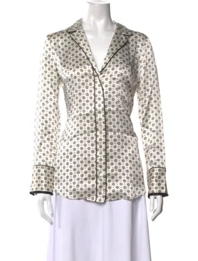 Pre-owned Frame Silk Patterned Blouse In White