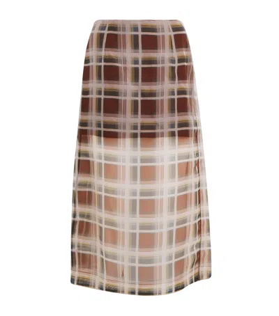 Frame Silk Plaid Midi Skirt