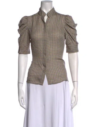 Pre-owned Frame Silk Plaid Print Blouse In Multicolor