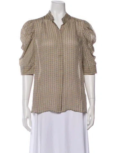 Pre-owned Frame Silk Plaid Print Blouse W/ Tags In Multi