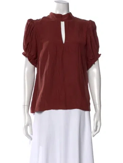 Pre-owned Frame Silk Plunge Neckline Blouse In Red