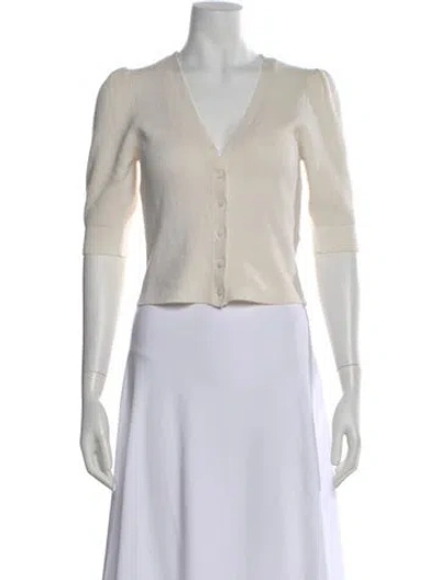 Pre-owned Frame Silk Plunge Neckline Sweater In Neutral