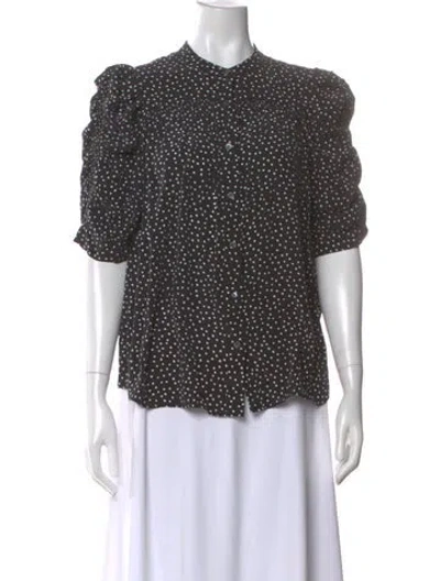Pre-owned Frame Silk Polka Dot Print Blouse In Black