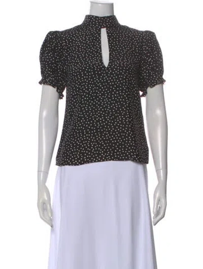 Pre-owned Frame Silk Polka Dot Print Blouse In Black