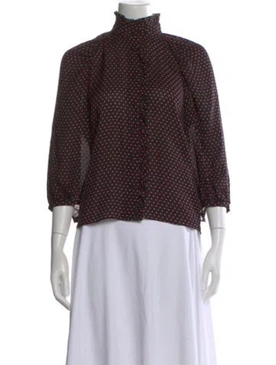 Pre-owned Frame Silk Polka Dot Print Blouse In Black