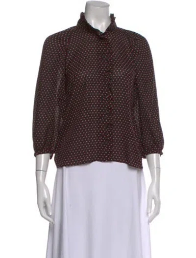 Pre-owned Frame Silk Polka Dot Print Blouse In Black