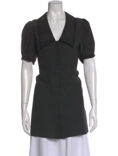 Pre-owned Frame Silk Polka Dot Print Blouse In Black