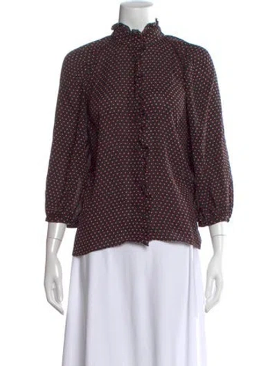 Pre-owned Frame Silk Polka Dot Print Blouse In Black