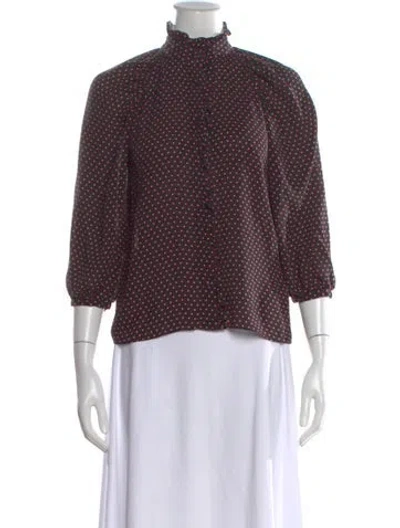 Pre-owned Frame Silk Polka Dot Print Blouse In Black