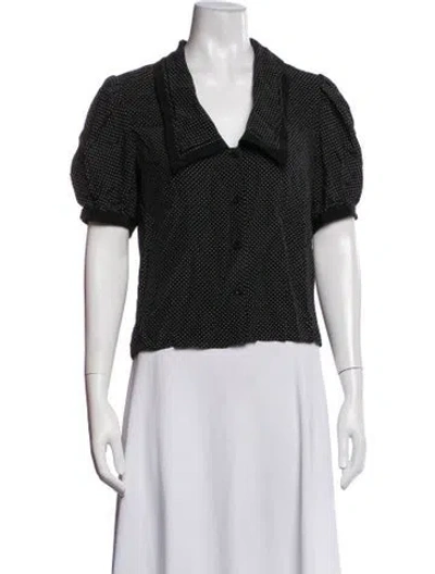 Pre-owned Frame Silk Polka Dot Print Blouse In Black