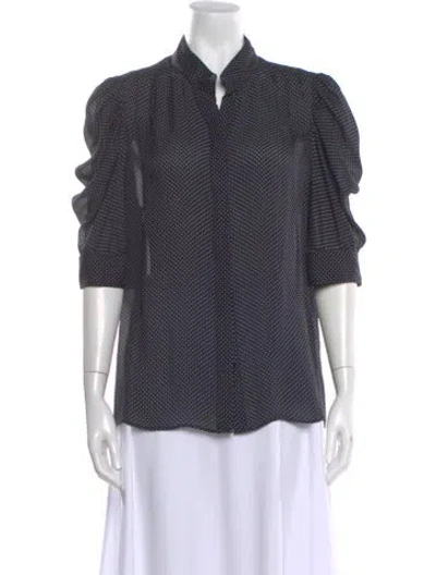 Pre-owned Frame Silk Polka Dot Print Blouse In Blue
