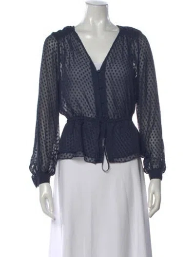 Pre-owned Frame Silk Polka Dot Print Blouse In Blue