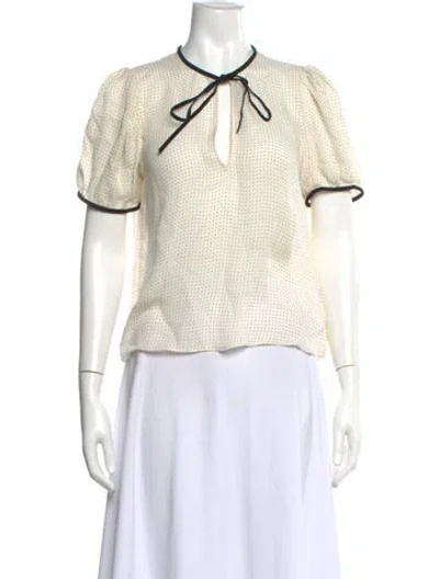 Pre-owned Frame Silk Polka Dot Print Blouse In Neutral