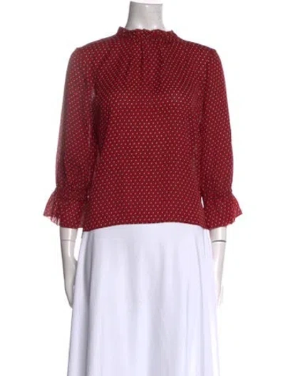 Pre-owned Frame Silk Polka Dot Print Blouse In Red