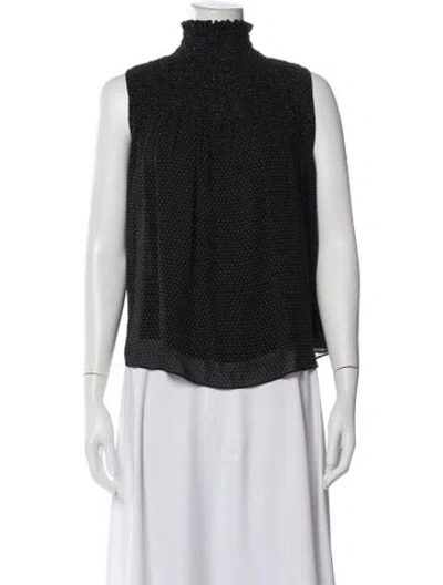 Pre-owned Frame Silk Polka Dot Print Top In Black