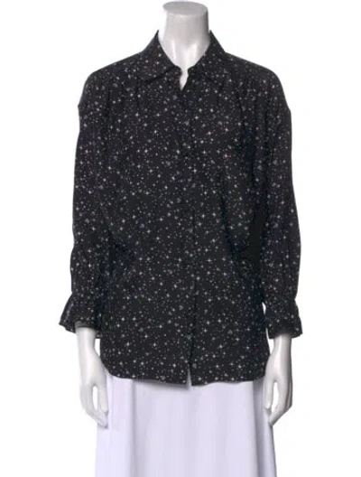 Pre-owned Frame Silk Printed Blouse In Black