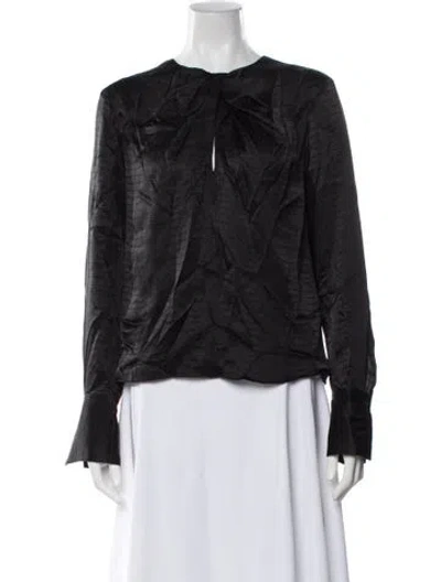 Pre-owned Frame Silk Printed Blouse In Black