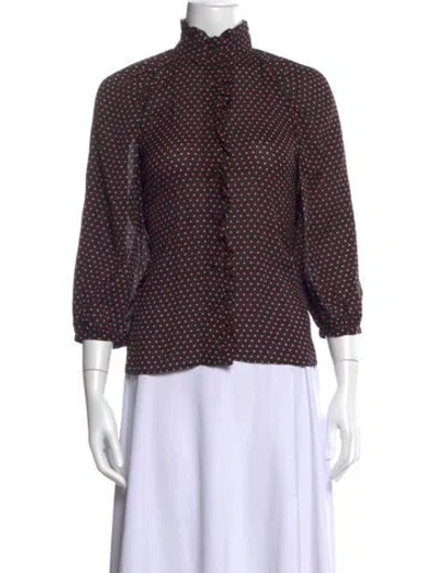 Pre-owned Frame Silk Printed Blouse In Black