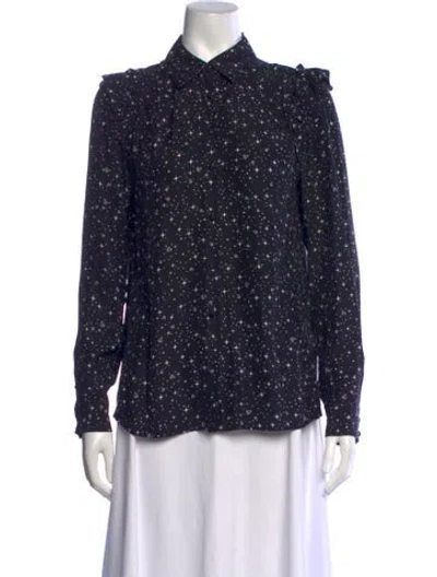 Pre-owned Frame Silk Printed Blouse In Black