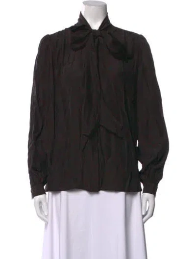 Pre-owned Frame Silk Printed Blouse In Black