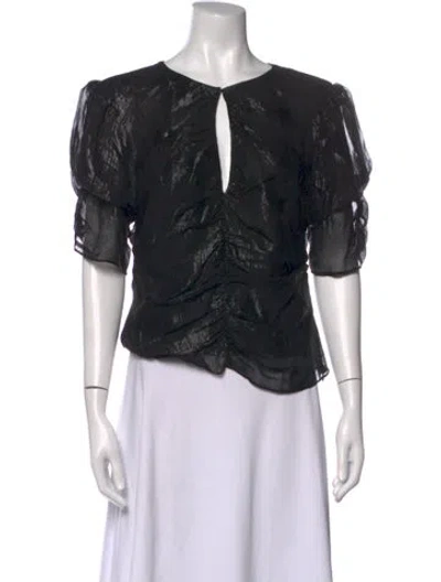 Pre-owned Frame Silk Printed Blouse In Black/metallic