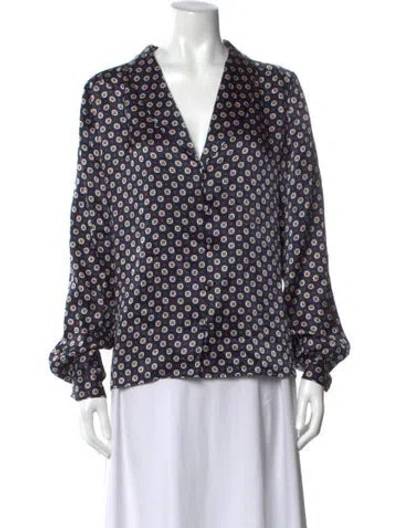 Pre-owned Frame Silk Printed Blouse In Blue