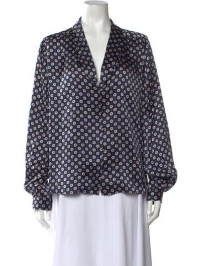Pre-owned Frame Silk Printed Blouse In Blue