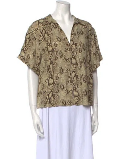 Pre-owned Frame Silk Printed Blouse In Brown