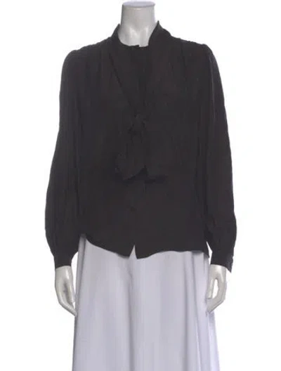 Pre-owned Frame Silk Printed Blouse In Gray