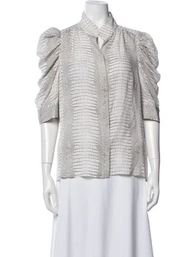 Pre-owned Frame Silk Printed Blouse In Neutral