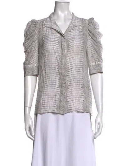 Pre-owned Frame Silk Printed Blouse In Neutrals