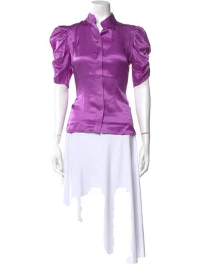 Pre-owned Frame Silk Printed Blouse In Purple